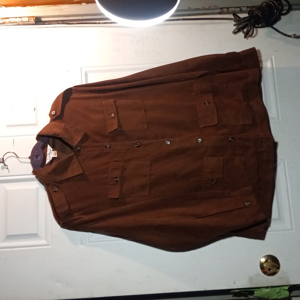 Ladies suade pant suit w scarf